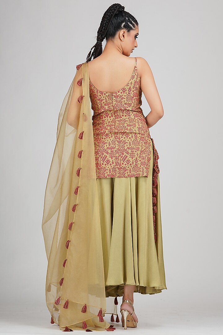 Green Modal Wedding Sharara Set by Shruti S at Pernia's Pop Up Shop
