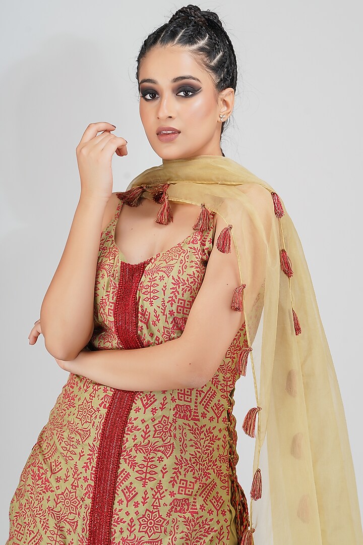 Green Modal Wedding Sharara Set by Shruti S at Pernia's Pop Up Shop