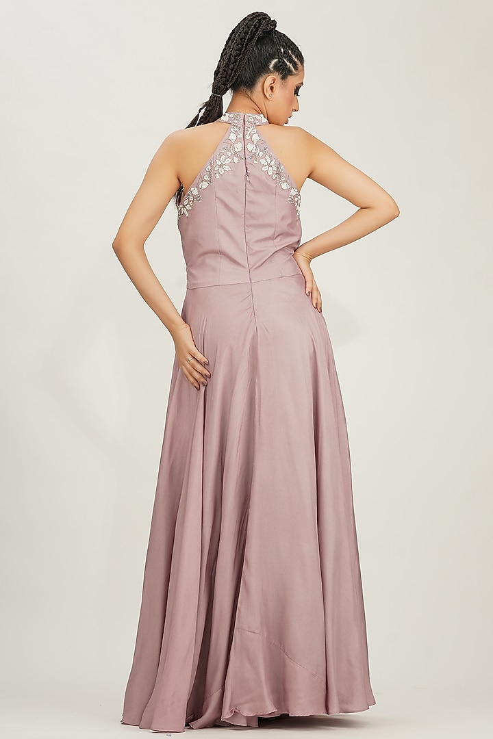 Lilac Hand Embroidered Gown by Shruti S at Pernia's Pop Up Shop