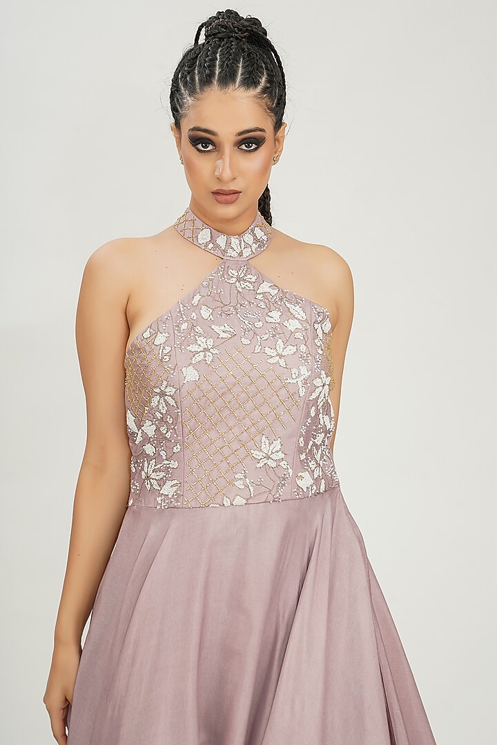 Lilac Hand Embroidered Gown by Shruti S at Pernia's Pop Up Shop