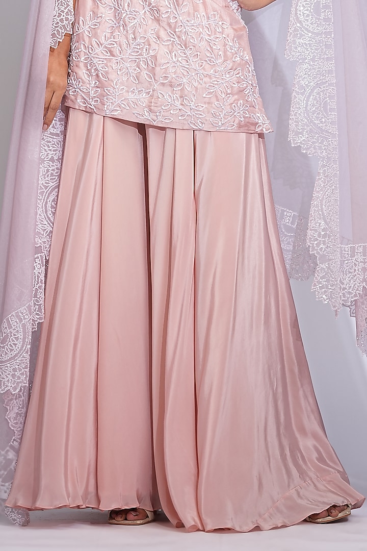 Powder Pink Crepe Wedding Sharara Set by Shruti S at Pernia's Pop Up Shop
