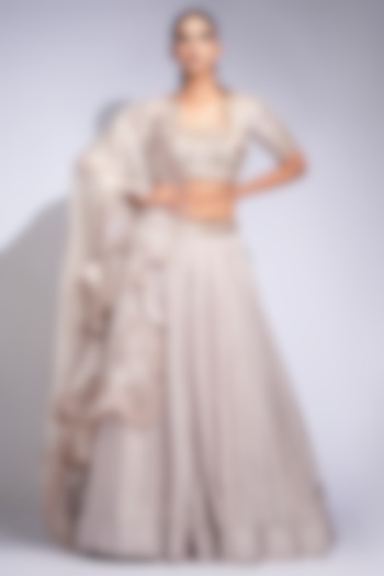 Nude-Beige Silk Hand Embroidered Wedding Lehenga Set by Shruti S at Pernia's Pop Up Shop