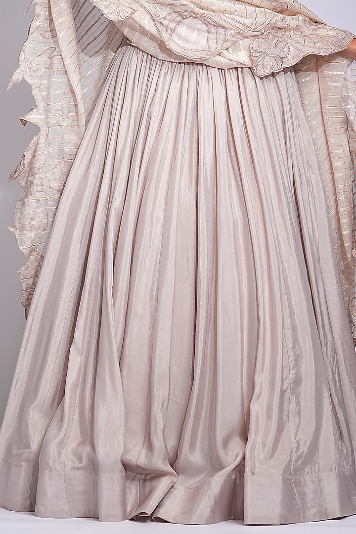 Nude-Beige Silk Hand Embroidered Wedding Lehenga Set by Shruti S at Pernia's Pop Up Shop