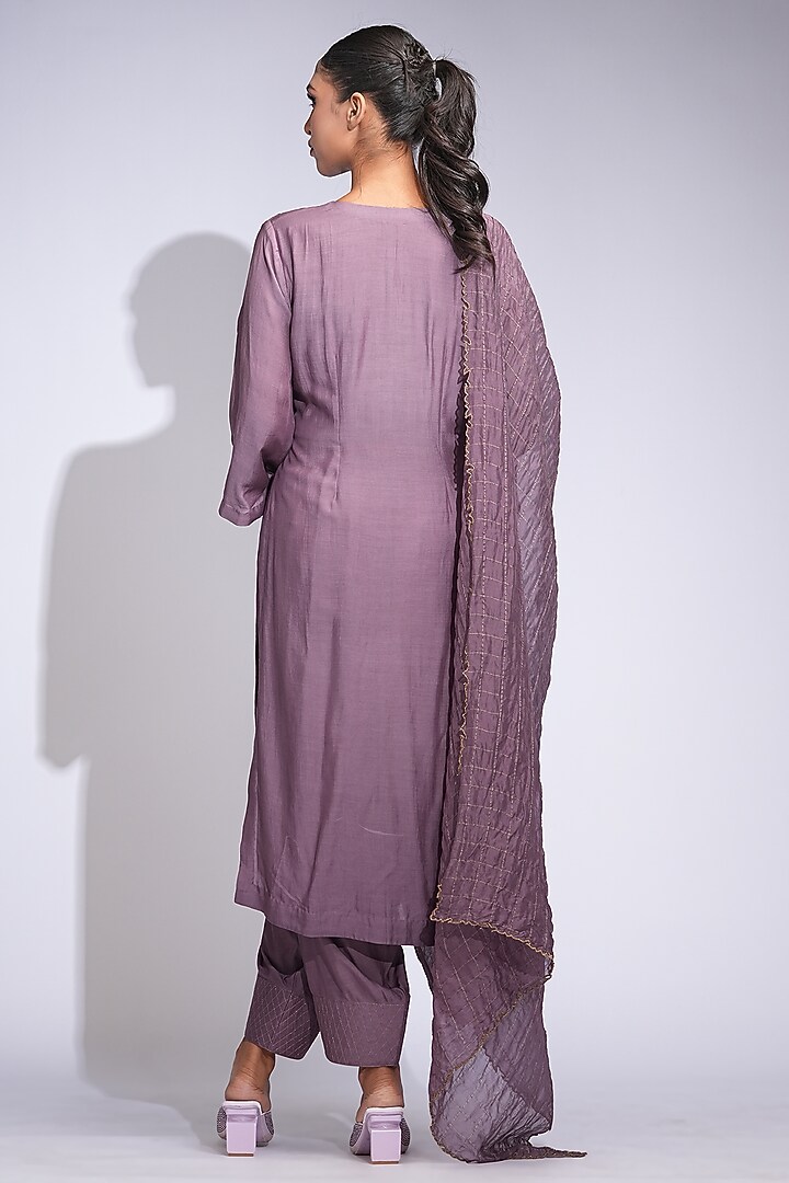 Smoked Purple Mul Cotton Kurta Set by Shruti S at Pernia's Pop Up Shop