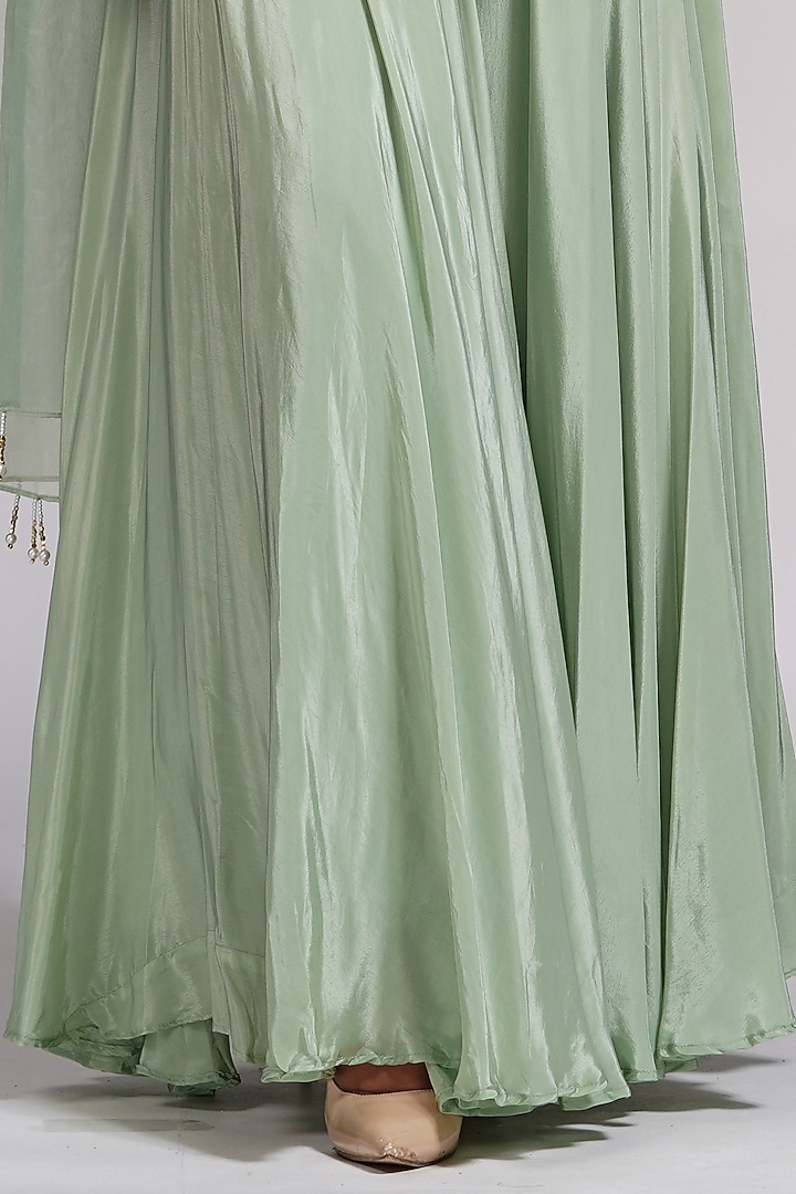 Sage Green Crepe Wedding Sharara Set by Shruti S at Pernia's Pop Up Shop