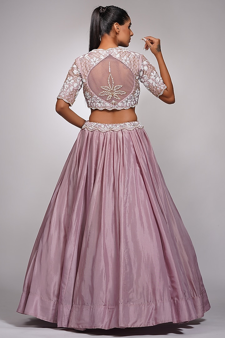 Lilac Silk Embroidered Wedding Lehenga Set by Shruti S at Pernia's Pop Up Shop