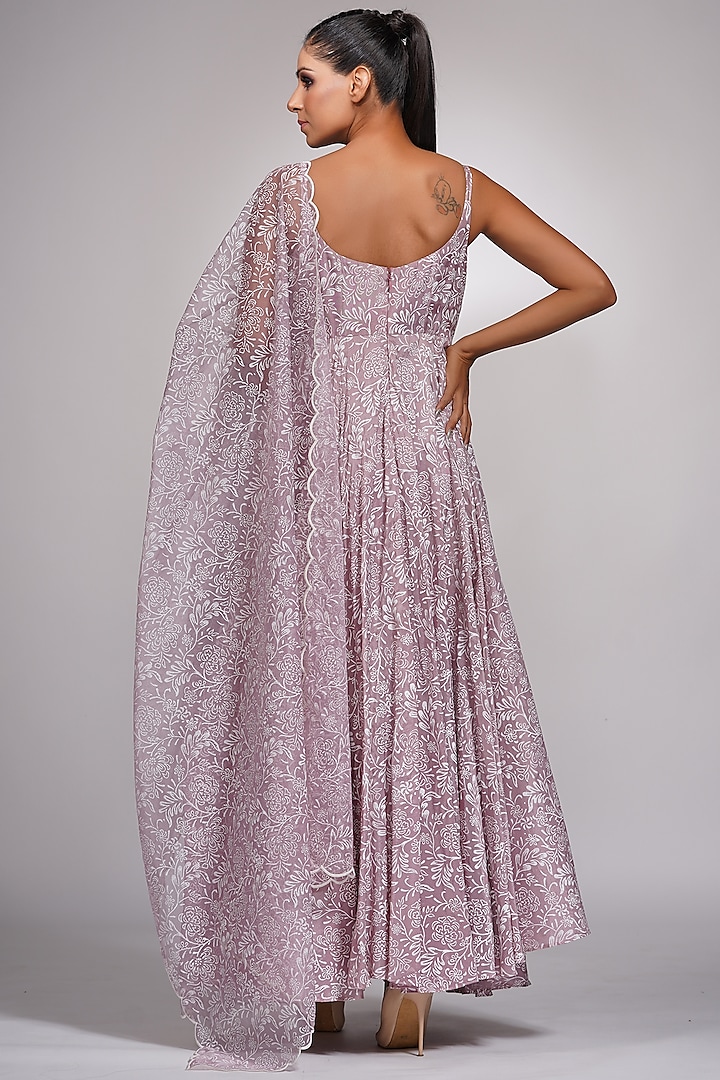 Lilac Embroidered Wedding Anarkali Set by Shruti S at Pernia's Pop Up Shop