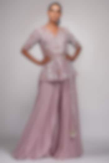 Lilac Silk Wedding Sharara Set by Shruti S at Pernia's Pop Up Shop