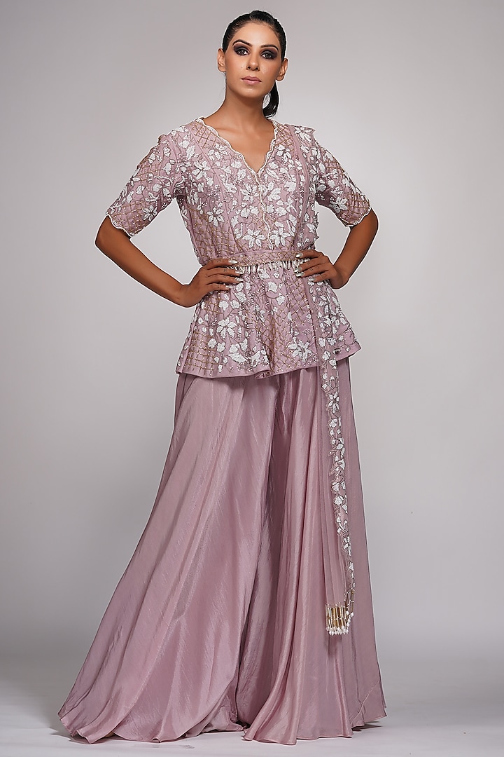 Lilac Silk Wedding Sharara Set by Shruti S at Pernia's Pop Up Shop