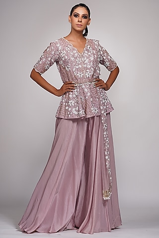 Lilac Silk Sharara Set by Shruti S