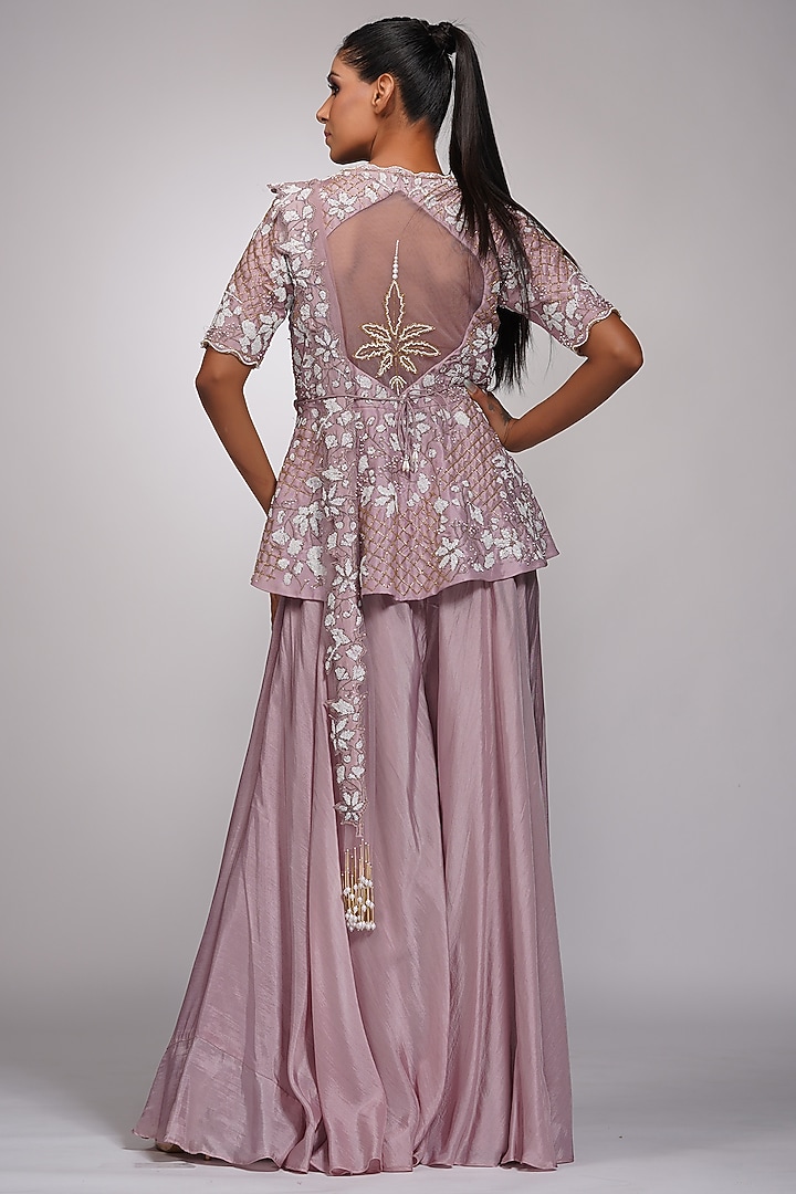 Lilac Silk Wedding Sharara Set by Shruti S at Pernia's Pop Up Shop