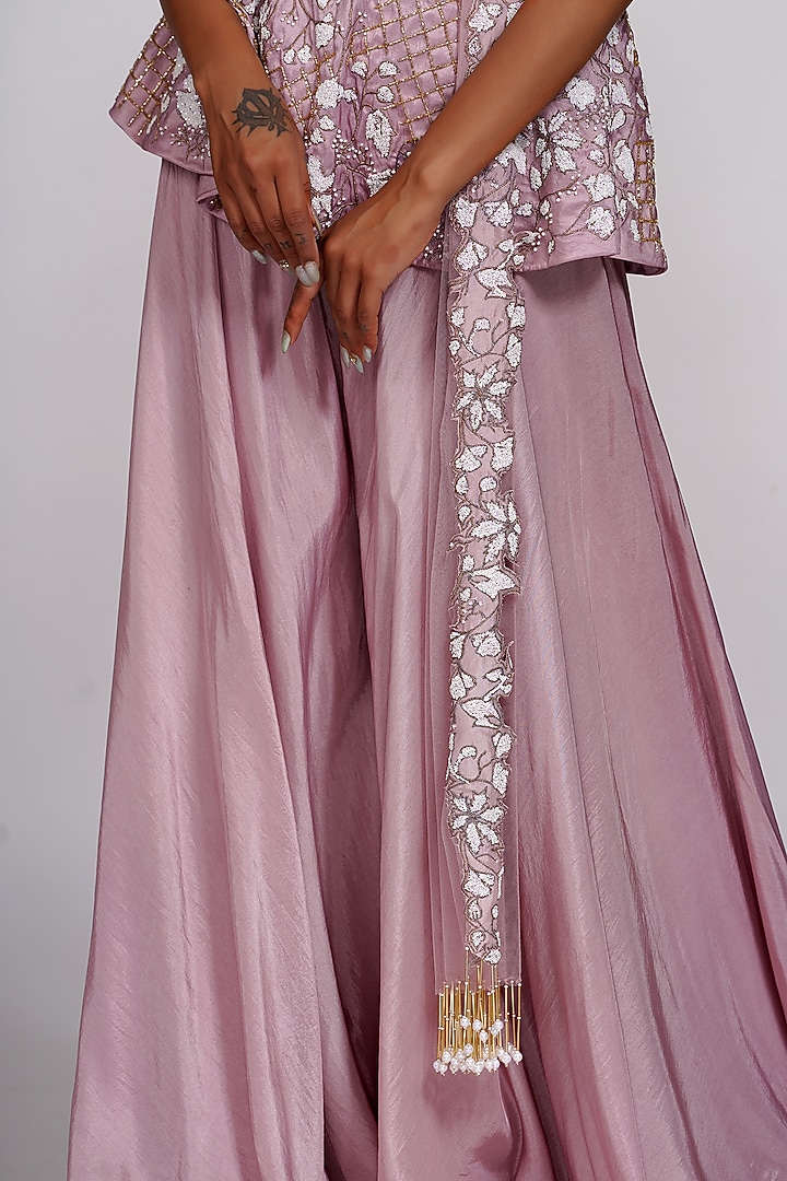 Lilac Silk Wedding Sharara Set by Shruti S at Pernia's Pop Up Shop