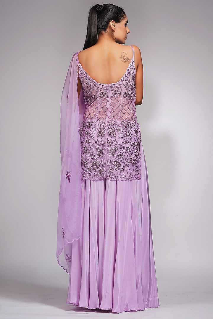 Lilac Crepe Wedding Sharara Set by Shruti S at Pernia's Pop Up Shop