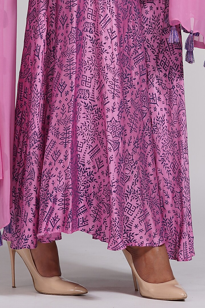 Lilac Hand Block Printed Wedding Sharara Set by Shruti S at Pernia's Pop Up Shop