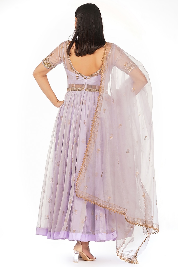 Mauve Floral Printed Wedding Anarkali Set by Shruti S at Pernia's Pop Up Shop