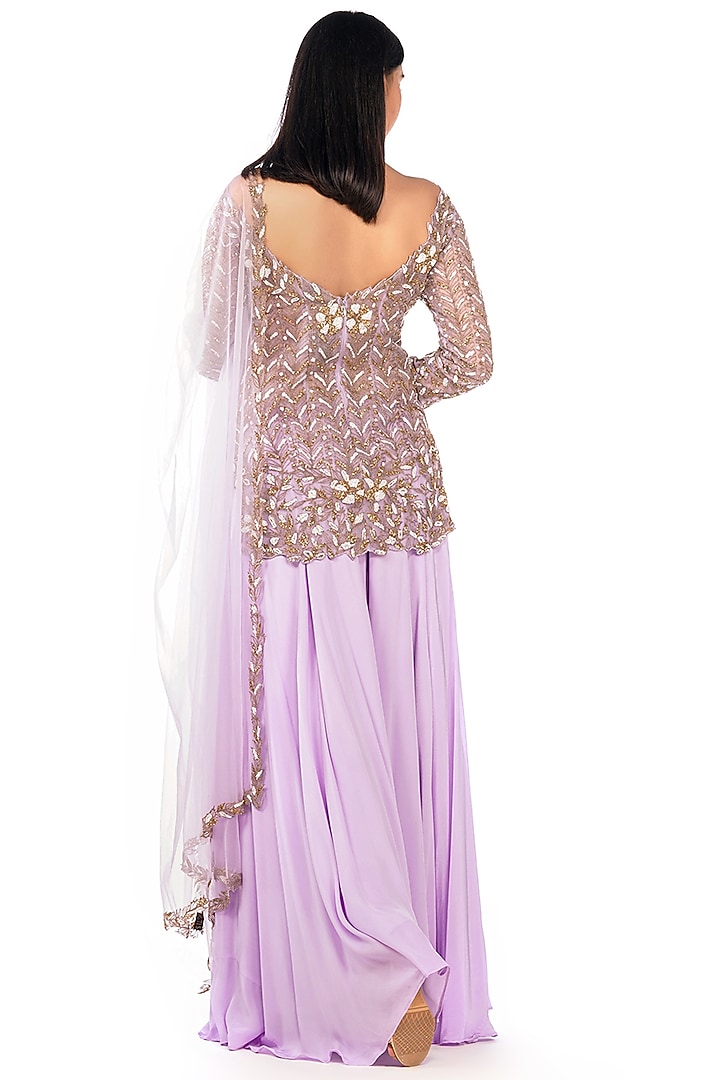 Lavender Embroidered Wedding Sharara Set by Shruti S at Pernia's Pop Up Shop