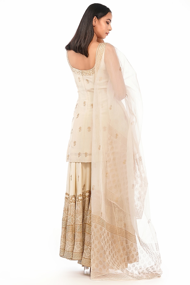 Off White Printed Wedding Sharara Set by Shruti S at Pernia's Pop Up Shop