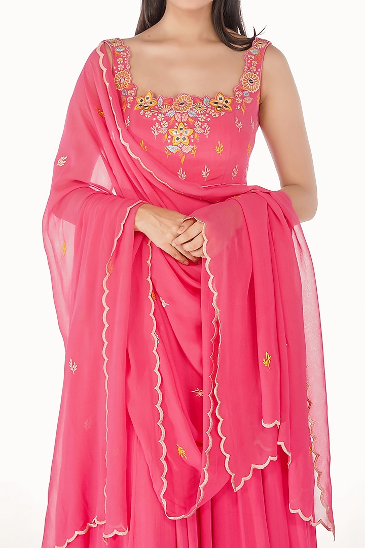 Fuchsia Mirrors Embroidered Wedding Anarkali Set by Shruti S at Pernia's Pop Up Shop