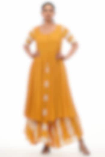 Mustard Tie-Dye Skirt Set by Shruti S