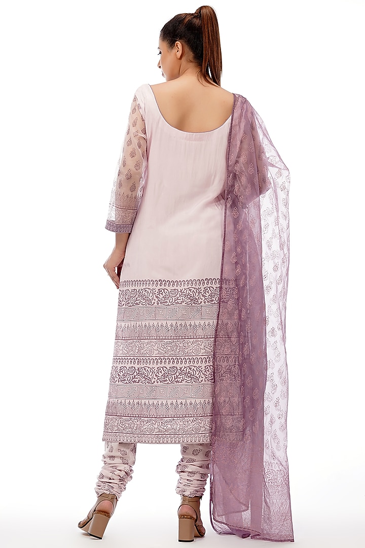 Wine Hand Block Printed Kurta Set by Shruti S at Pernia's Pop Up Shop