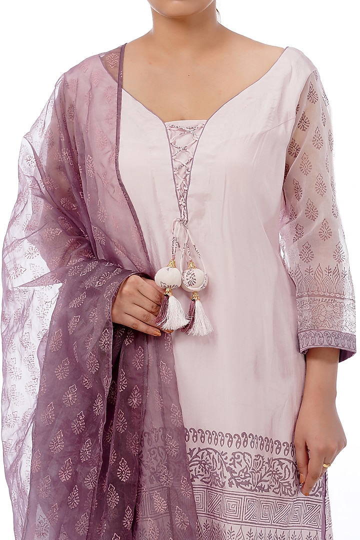 Wine Hand Block Printed Kurta Set by Shruti S at Pernia's Pop Up Shop