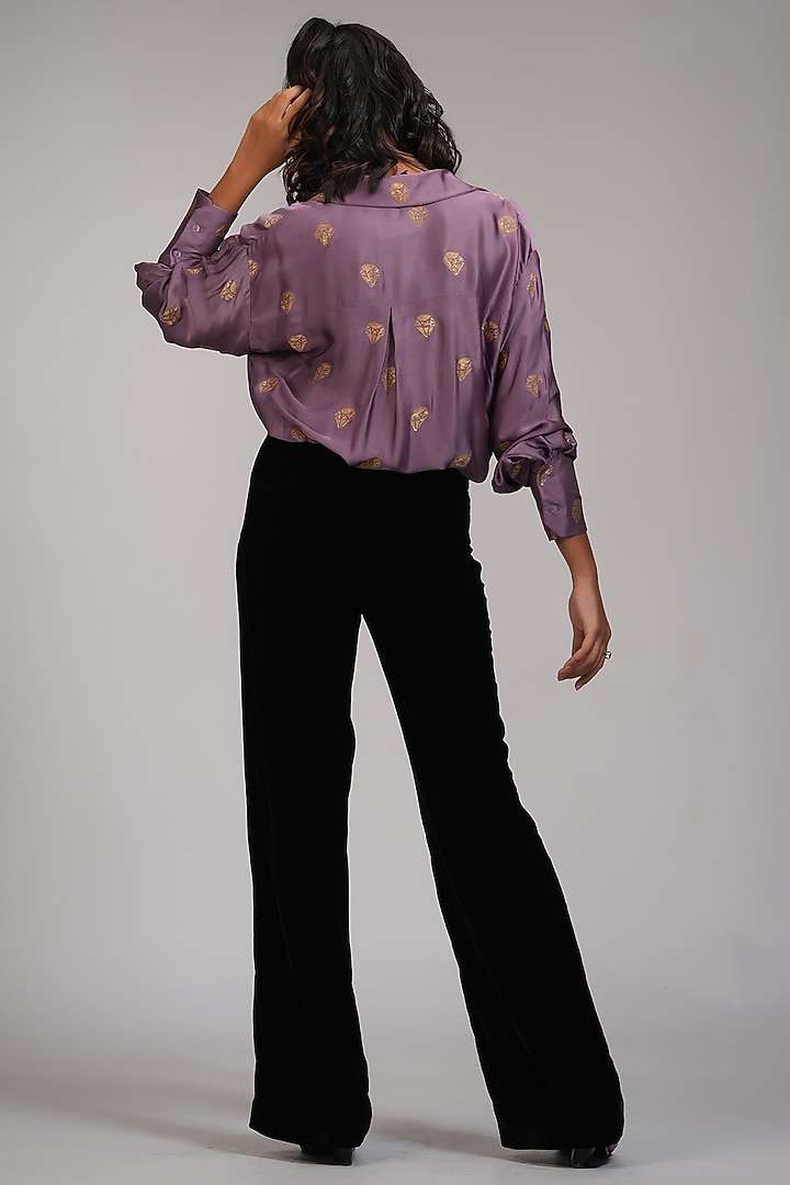 Smoked Purple Modal Printed Shirt by Shruti S at Pernia's Pop Up Shop