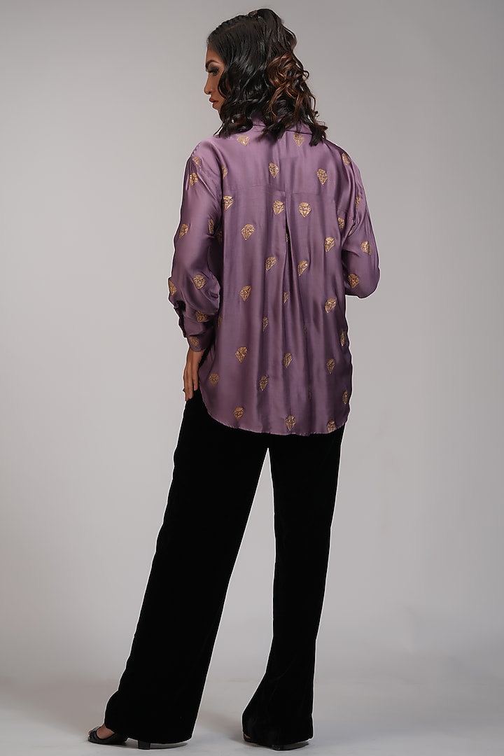 Smoked Purple Modal Printed Shirt by Shruti S at Pernia's Pop Up Shop
