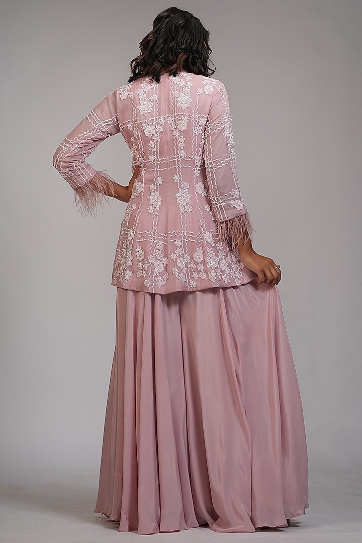 Baby Pink Crepe Wedding Sharara Set by Shruti S at Pernia's Pop Up Shop