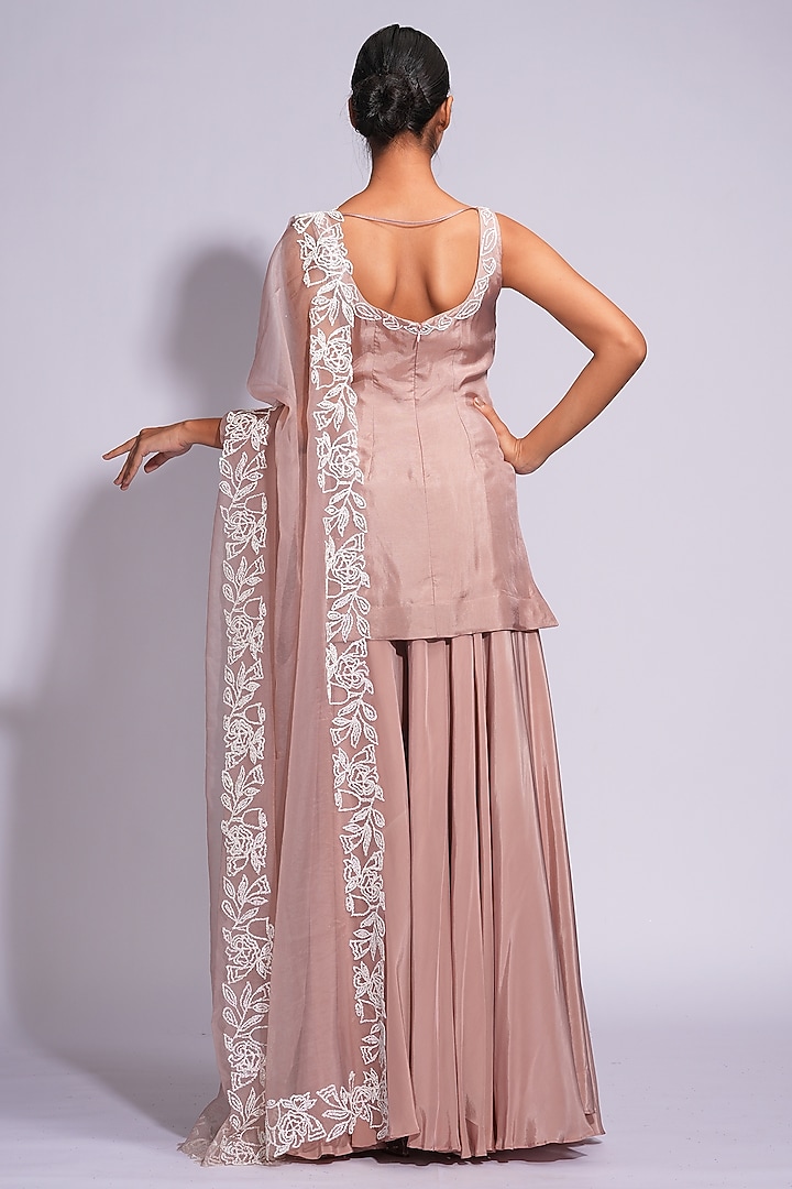 Nude Pink Crepe Wedding Sharara Set by Shruti S at Pernia's Pop Up Shop