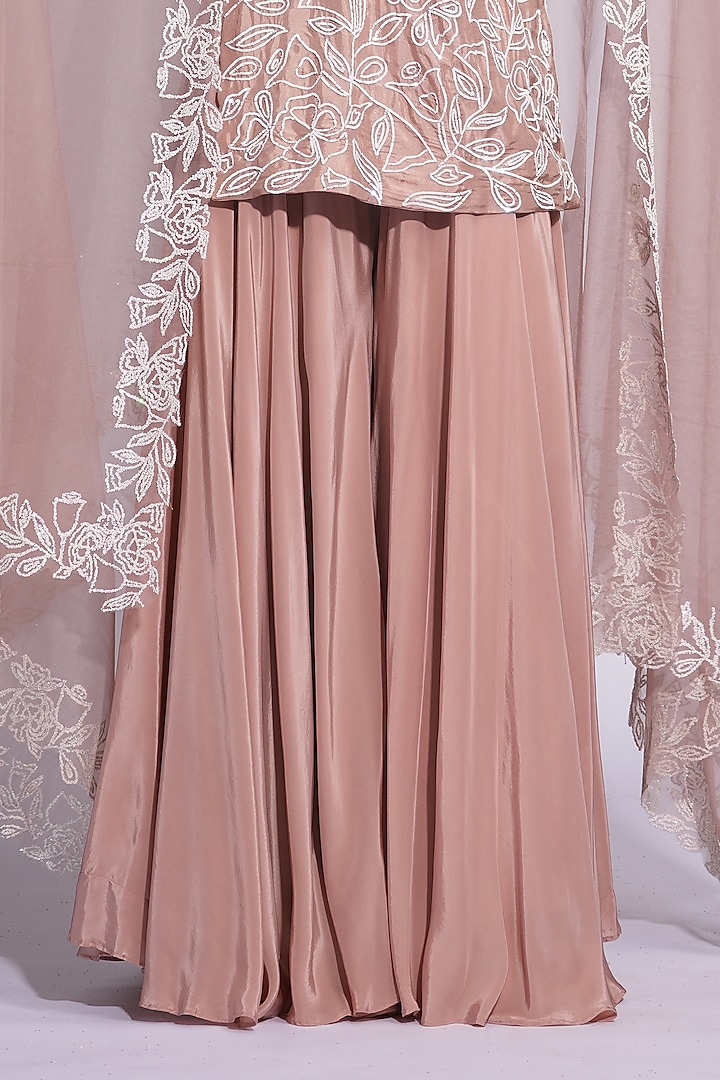 Nude Pink Crepe Wedding Sharara Set by Shruti S at Pernia's Pop Up Shop