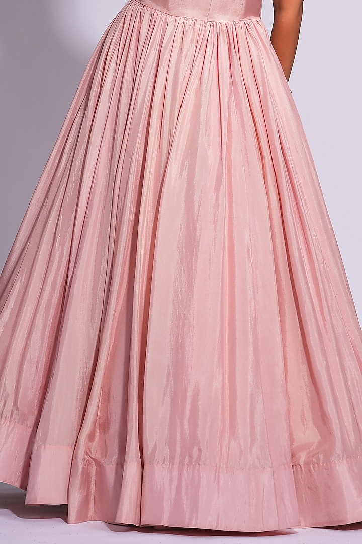 Pink Silk 3D Sequins & Cutdana Embroidered Corseted Engagement Gown by Shruti S at Pernia's Pop Up Shop