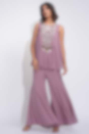 Lilac Georgette Wedding Sharara Set by Shruti S at Pernia's Pop Up Shop