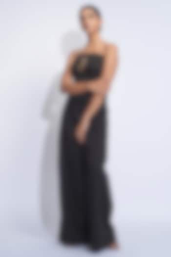 Black Poplin Sequins Embroidered Co-Ord Set by Shruti S at Pernia's Pop Up Shop