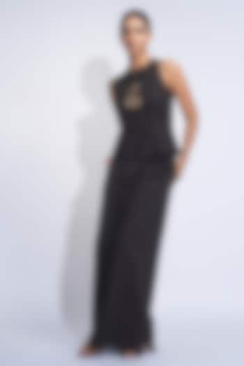 Black Poplin Sequins Embroidered Co-Ord Set by Shruti S at Pernia's Pop Up Shop