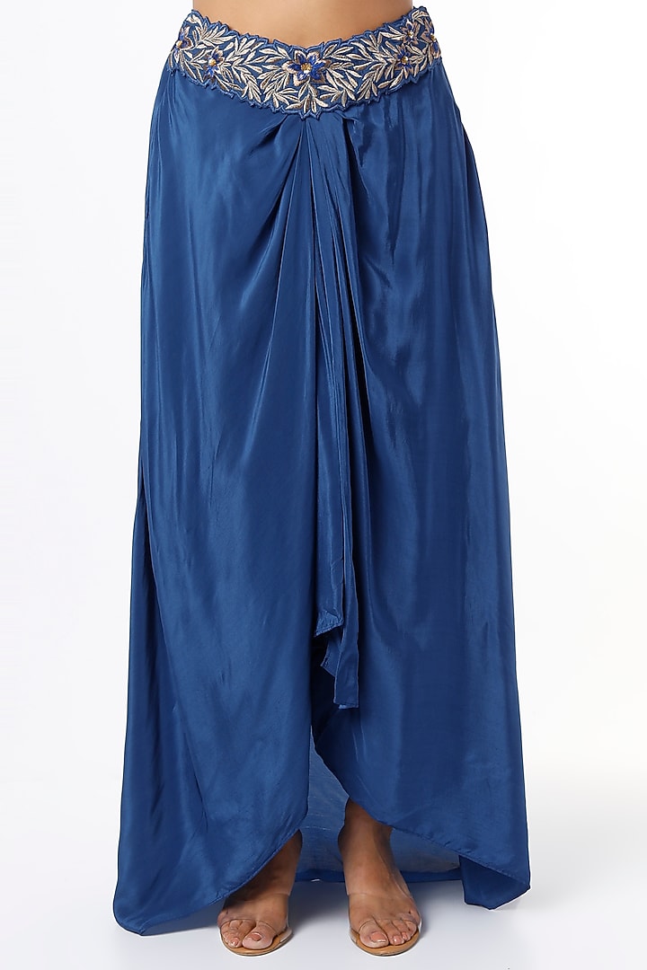 Cobalt Blue Embroidered Jacket Set by Shruti S at Pernia's Pop Up Shop