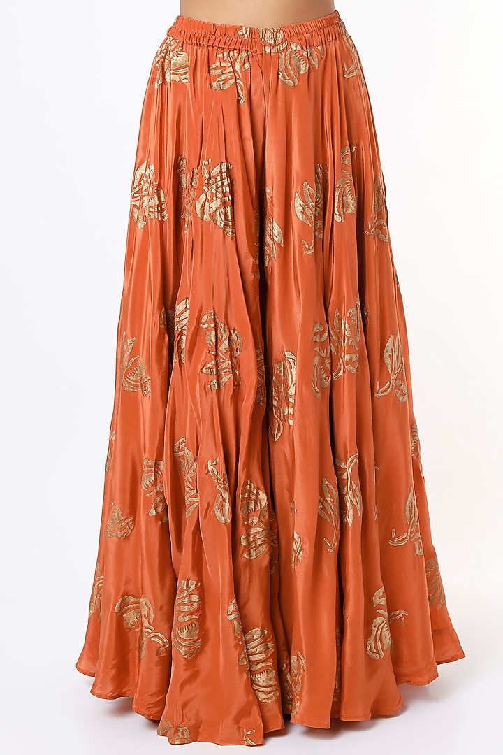 Orange Crepe Hand Painted Wedding Sharara Set by Shruti S at Pernia's Pop Up Shop