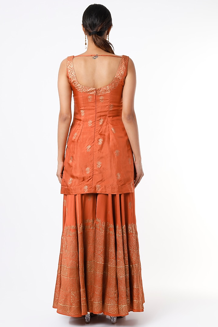 Orange Hand Painted Wedding Sharara Set by Shruti S at Pernia's Pop Up Shop