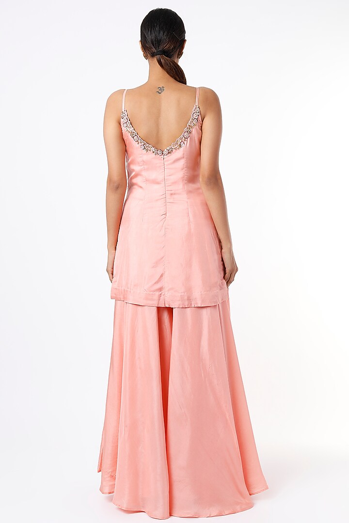 Peach Silk Wedding Sharara Set by Shruti S at Pernia's Pop Up Shop