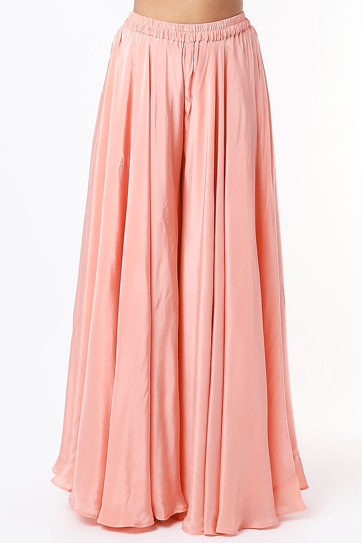 Peach Crepe Wedding Sharara Set by Shruti S at Pernia's Pop Up Shop