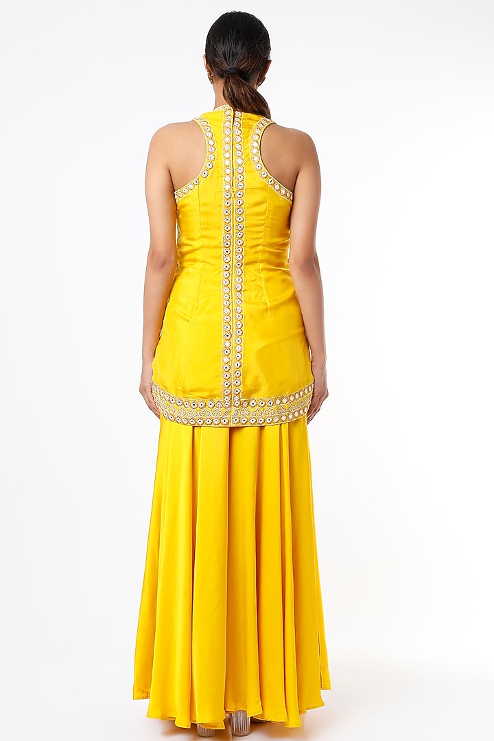 Yellow Modal Satin Wedding Sharara Set by Shruti S at Pernia's Pop Up Shop