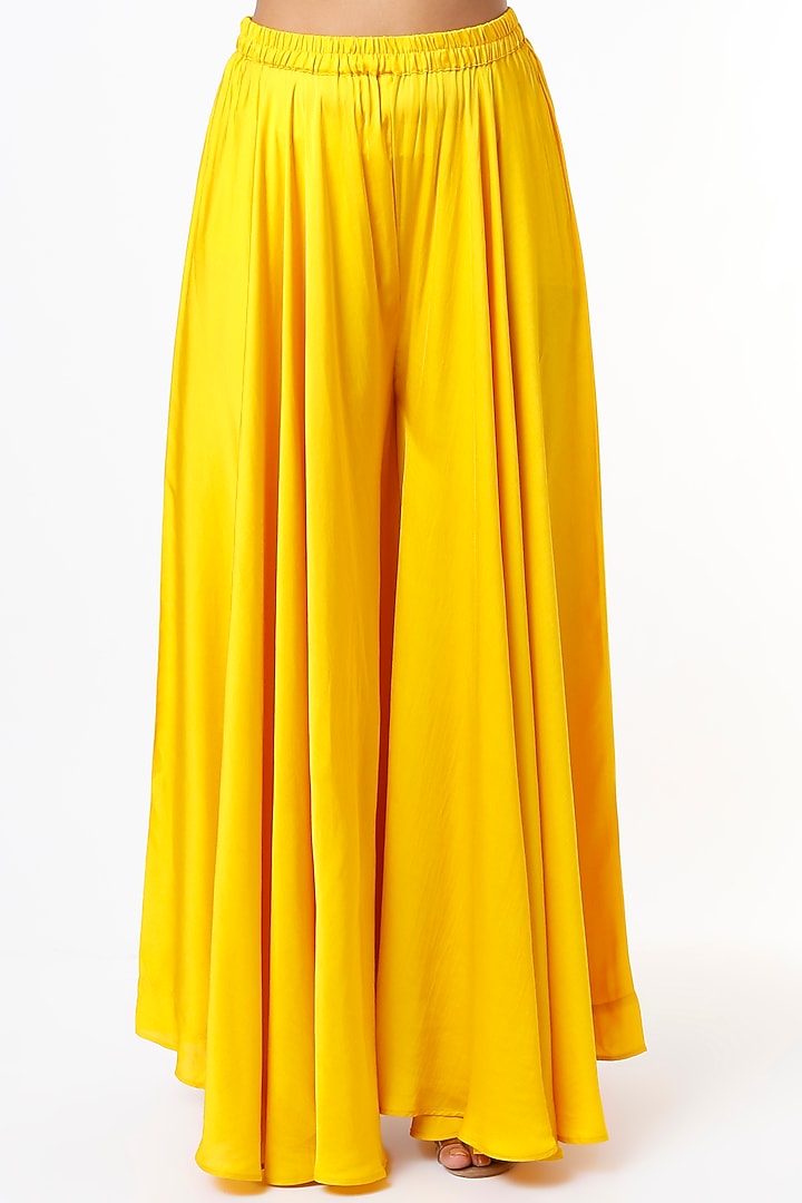 Yellow Modal Satin Wedding Sharara Set by Shruti S at Pernia's Pop Up Shop