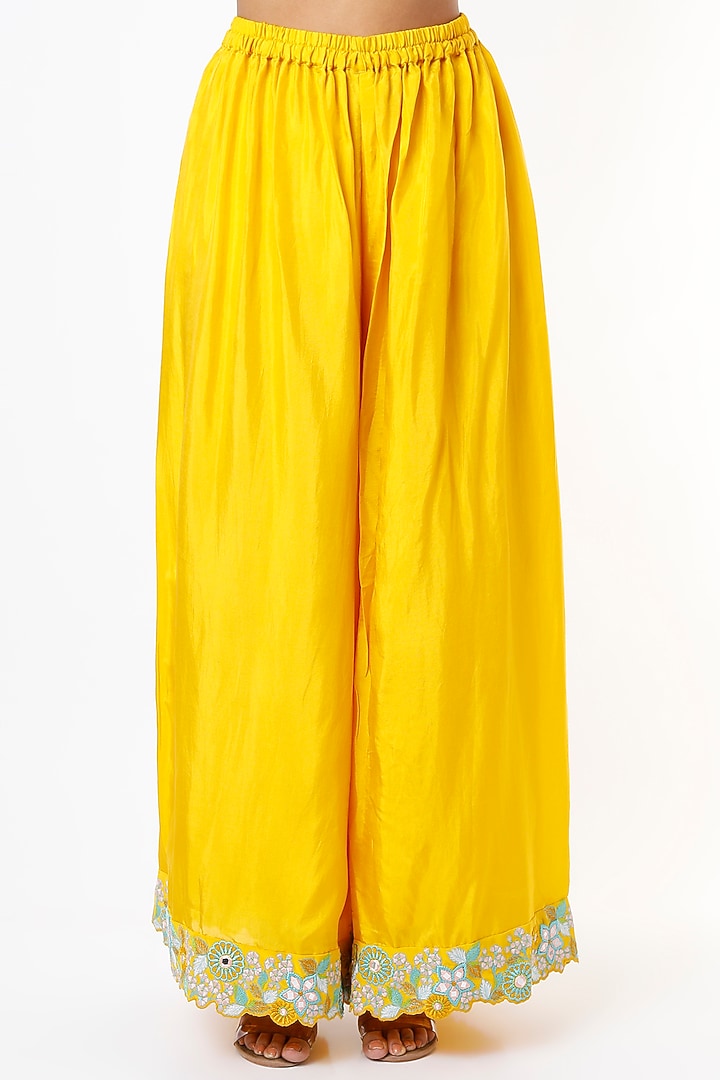 Yellow Embroidered Wedding Anarkali Set by Shruti S at Pernia's Pop Up Shop