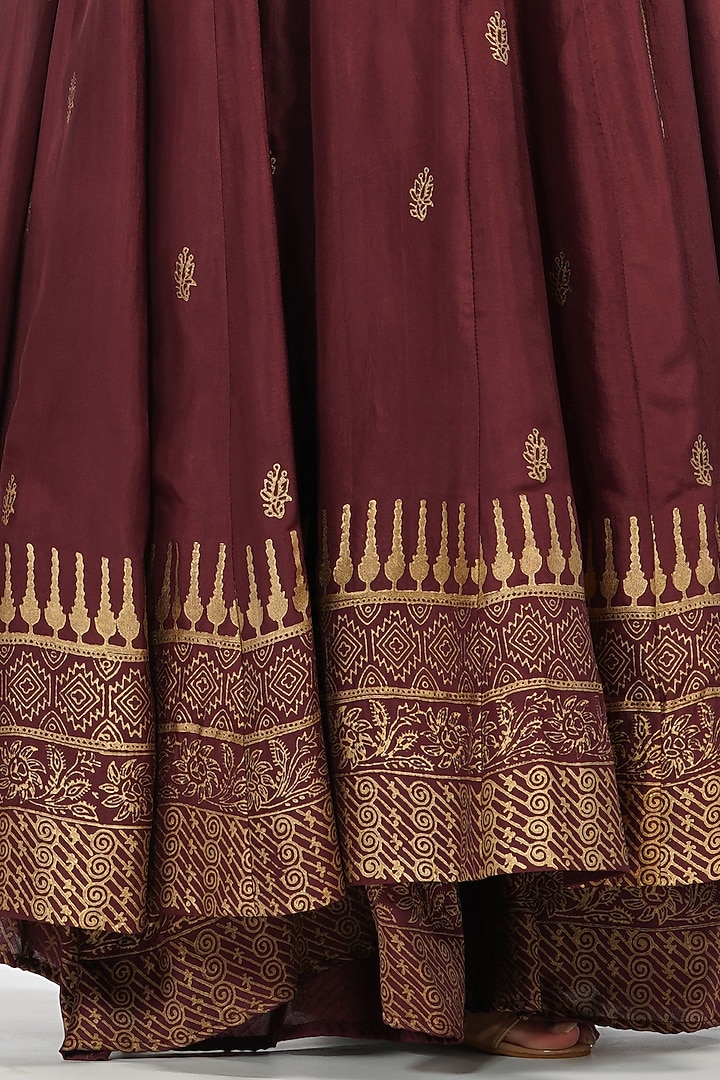 Chocolate Eclair Printed Angrakha Wedding Anarkali Set by Shruti S at Pernia's Pop Up Shop