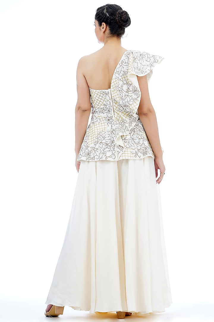 Off White Silk Wedding Sharara Set by Shruti S at Pernia's Pop Up Shop