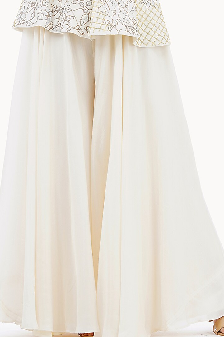 Off White Silk Wedding Sharara Set by Shruti S at Pernia's Pop Up Shop