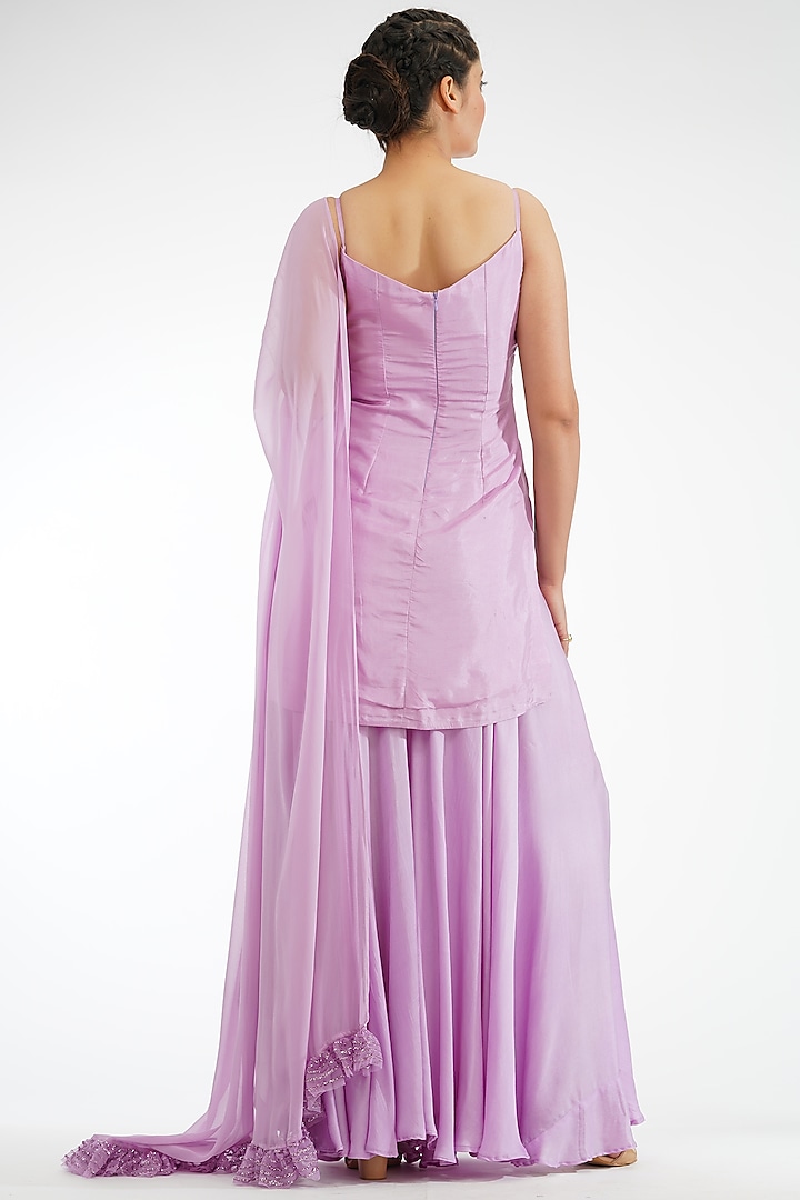 Lilac Modal Satin Wedding Sharara Set by Shruti S at Pernia's Pop Up Shop