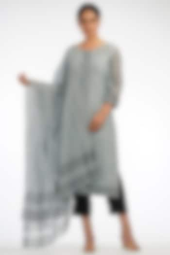 Grey Hand Painted Kurta Set by Shruti S