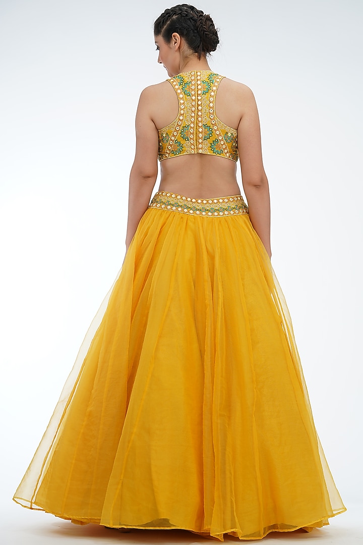 Yellow Embroidered Wedding Lehenga Set by Shruti S at Pernia's Pop Up Shop