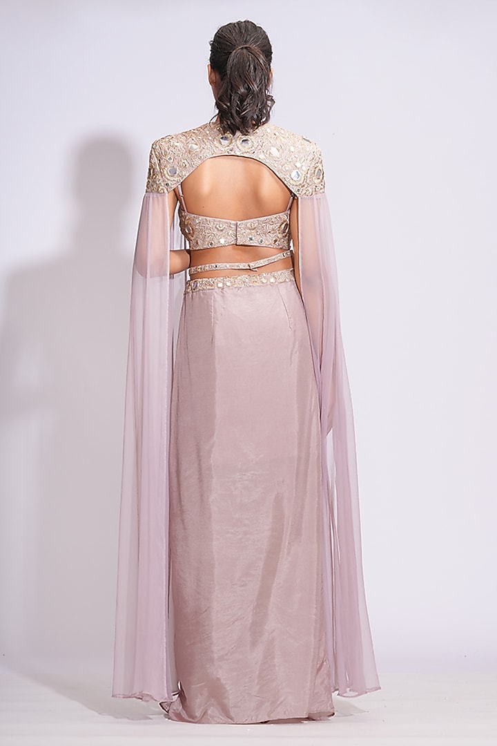 Nude Silk Draped Dhoti Skirt  Set by Shruti S at Pernia's Pop Up Shop