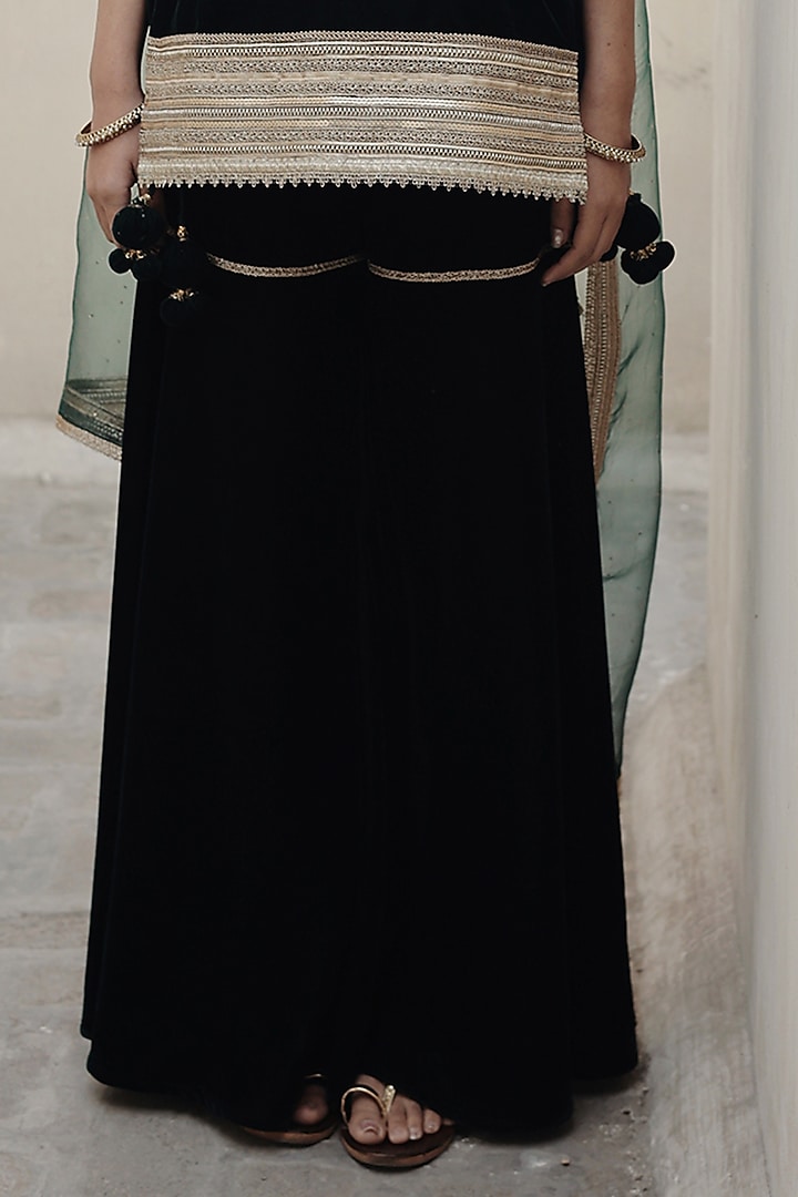 Green Velvet Sharara Set by Shrutkirti at Pernia's Pop Up Shop